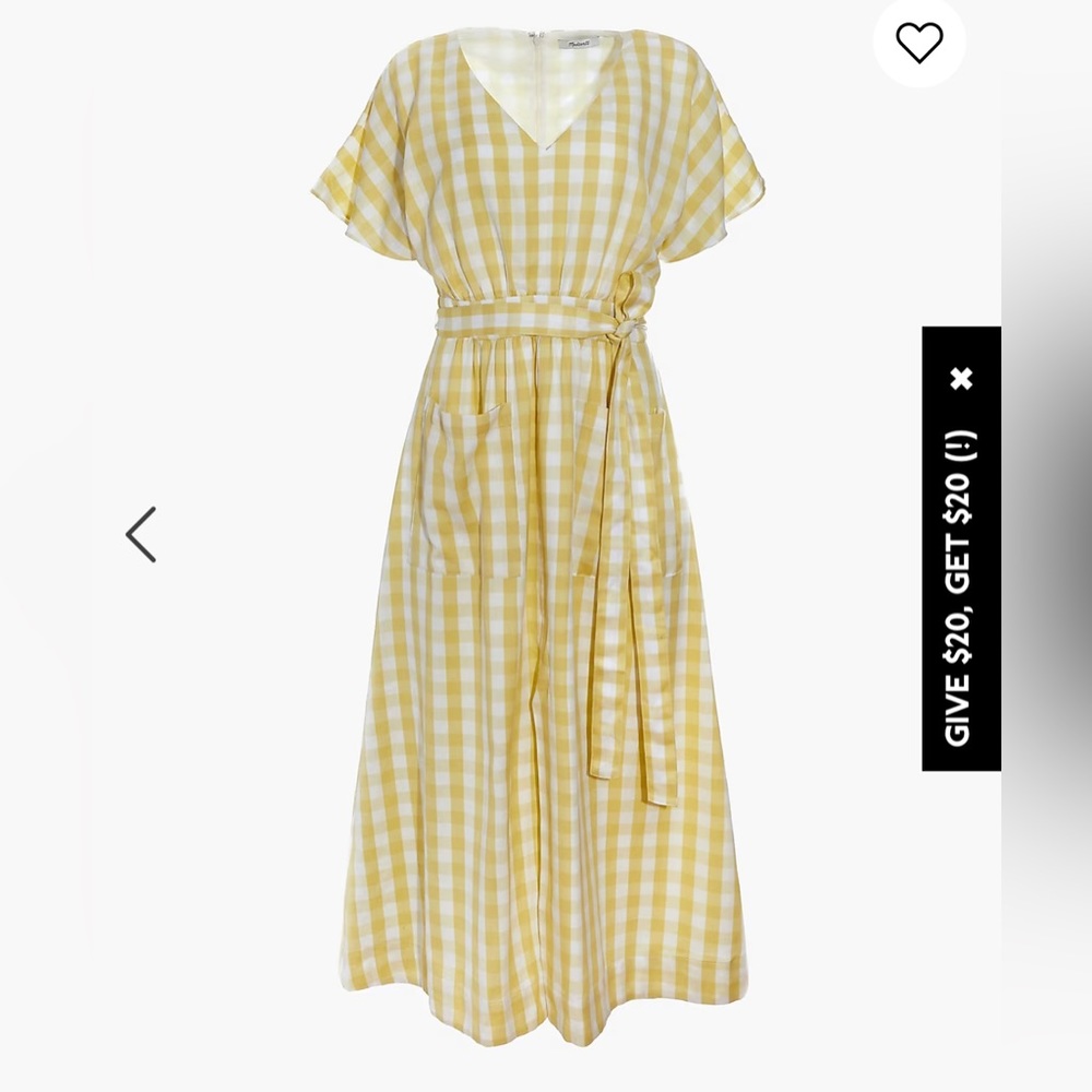 Madewell Dolman-Sleeve Tie-Waist Midi Dress in Gingham Check Size 2